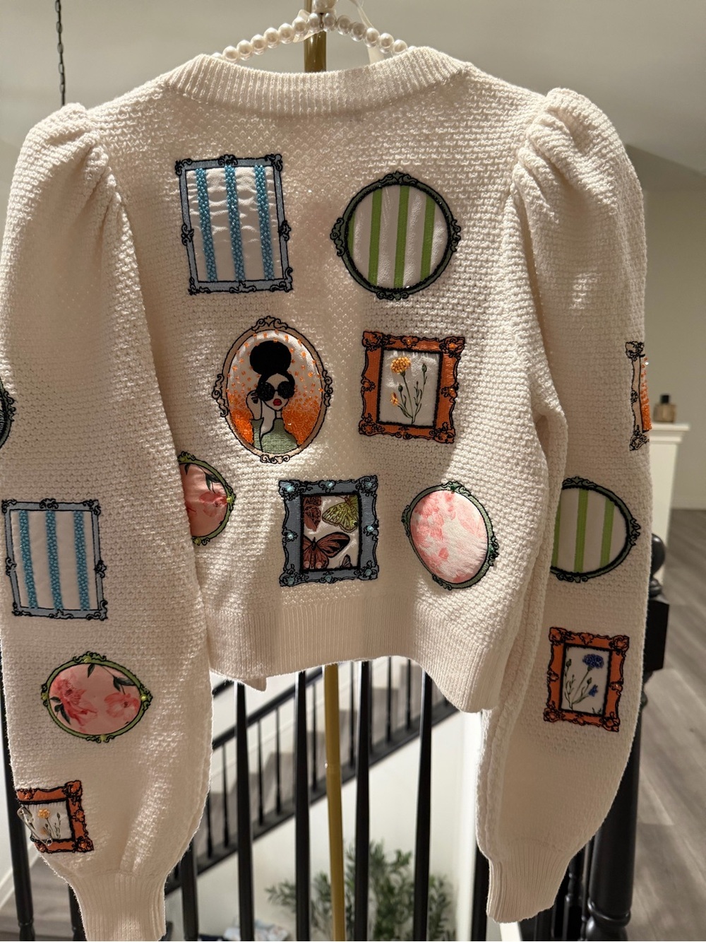 Alice + Olivia Beaded Embroidered Gallery Frame Bow Cardigan NWT - Picture 3 of 12